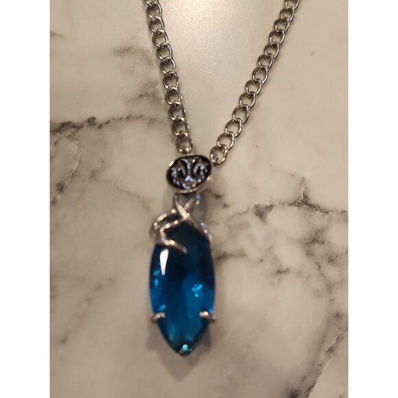 Final Fantasy Blue Crystal Pendant Necklace With Silver-Tone Chain - Picture 4 of 5